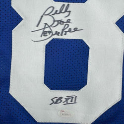 Framed Autographed/Signed Billy Joe DuPree 35x39 SB XII Dallas Blue Football Jersey JSA COA (ONLINE ORDER ONLY)
