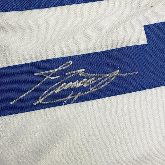 Framed Autographed/Signed Jim Everett 35x39 Los Angeles LA White Football Jersey JSA COA (ONLINE ORDER ONLY)