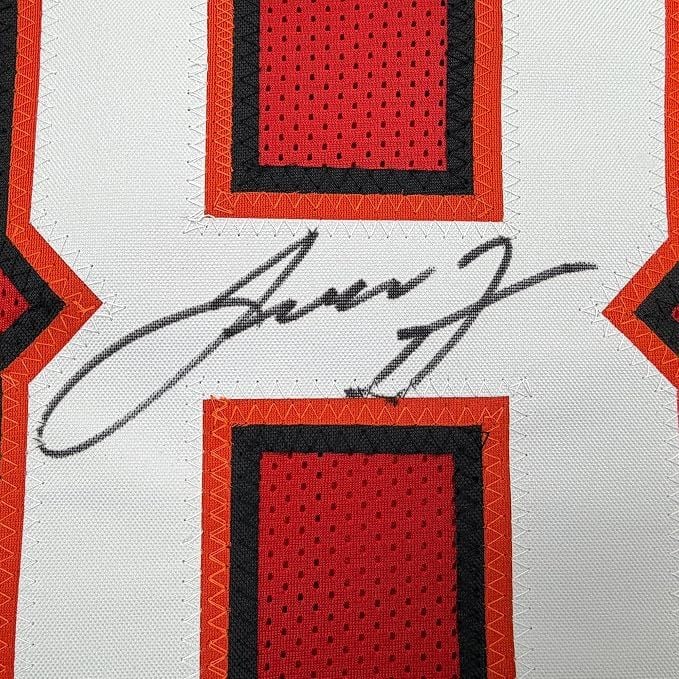 Framed Autographed/Signed Leonard Fournette 35x39 Tampa Bay Red Football Jersey Beckett BAS COA (ONLINE ORDER ONLY)