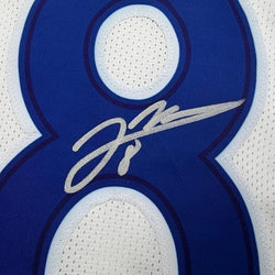 Framed Autographed/Signed Jared Verse 35x39 Los Angeles LA White Football Jersey Beckett BAS COA (ONLINE ORDER ONLY)
