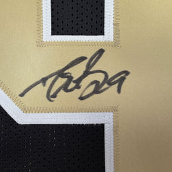 Autographed/Signed Drew Brees New Orleans Black Stat Football Jersey Beckett BAS COA (ONLINE ORDER ONLY)