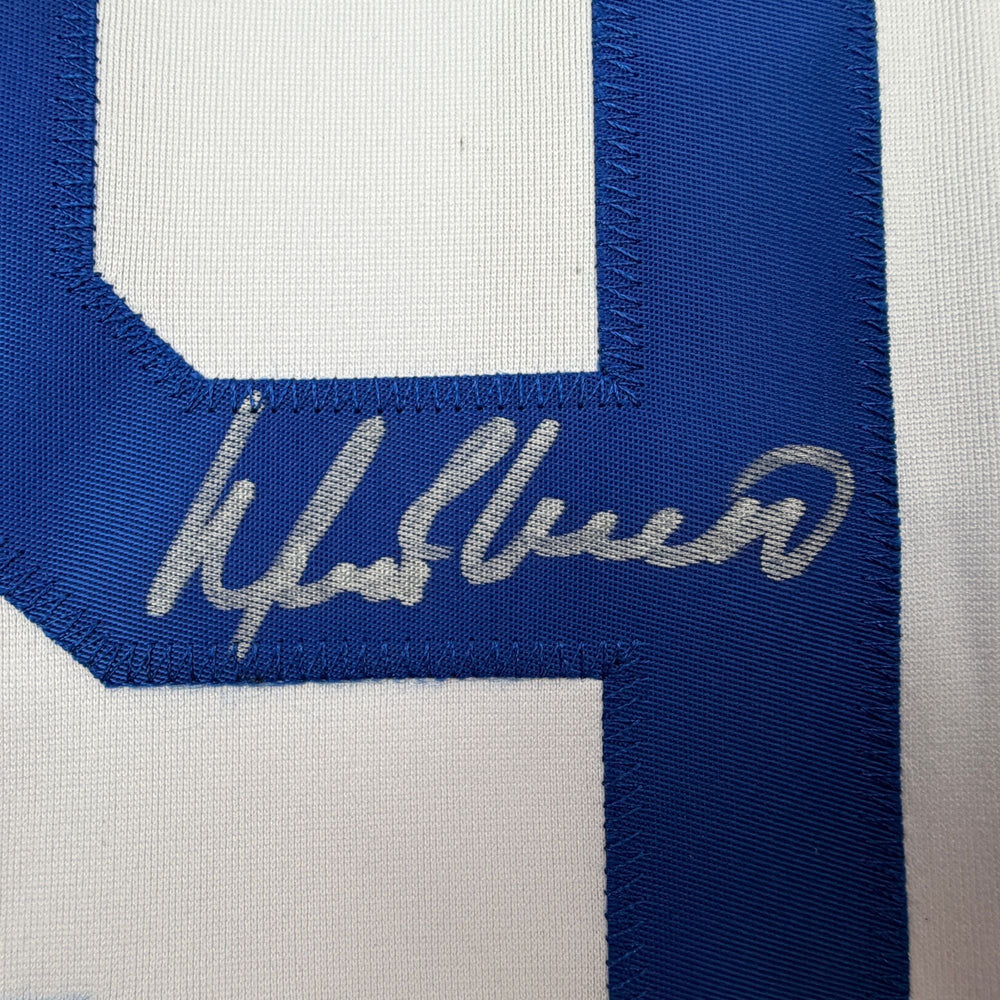 Autographed/Signed Manny Ramirez MannyWood Los Angeles White Baseball Jersey Beckett BAS COA (ONLINE ORDER ONLY)