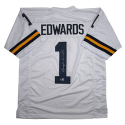 Autographed/Signed Braylon Edwards Michigan White College Football Jersey Beckett BAS COA (ONLINE ORDER ONLY)
