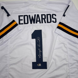 Autographed/Signed Braylon Edwards Michigan White College Football Jersey Beckett BAS COA (ONLINE ORDER ONLY)