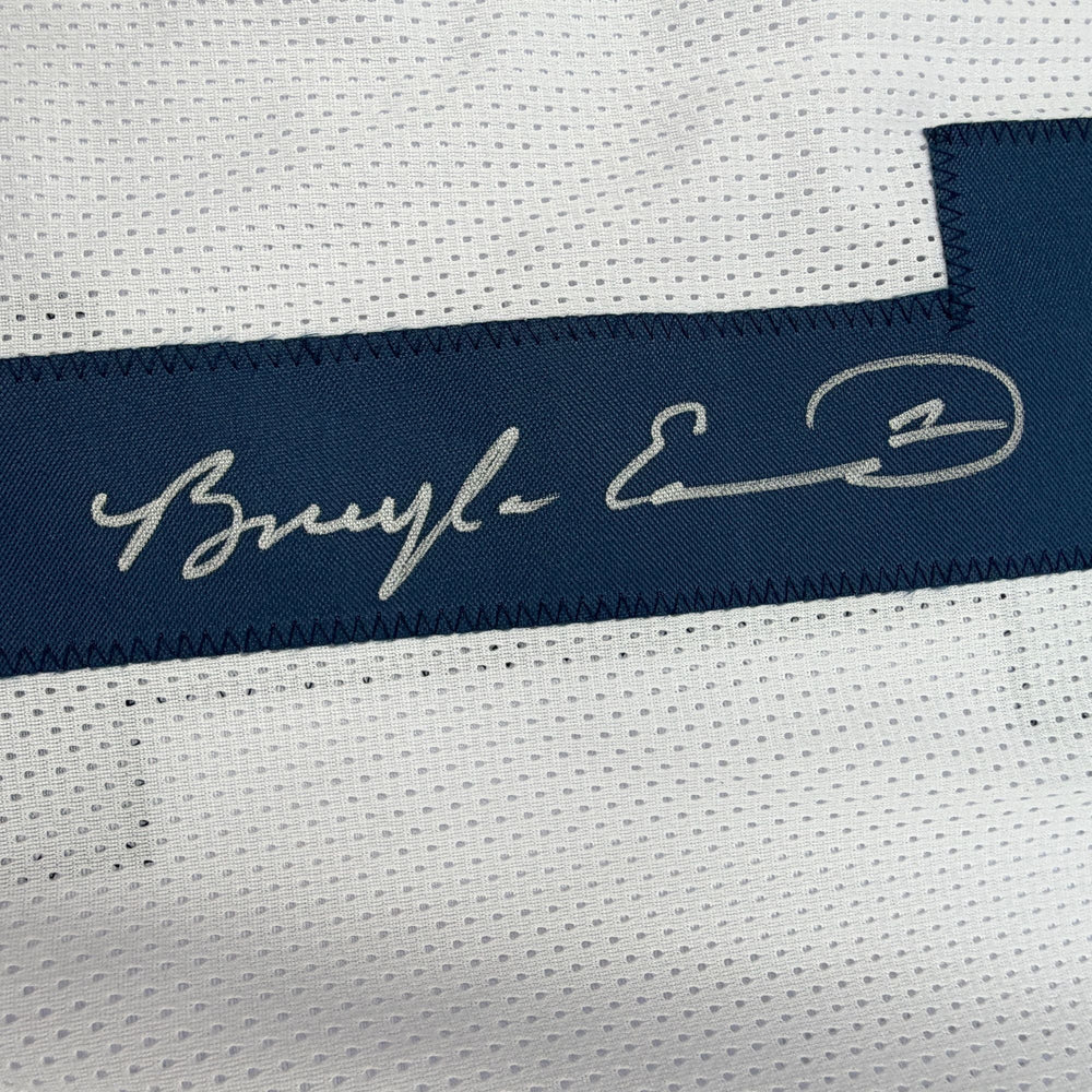 Autographed/Signed Braylon Edwards Michigan White College Football Jersey Beckett BAS COA (ONLINE ORDER ONLY)