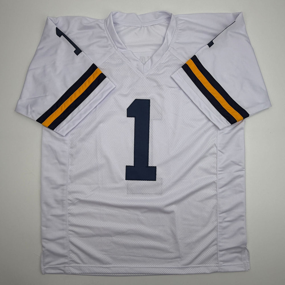 Autographed/Signed Braylon Edwards Michigan White College Football Jersey Beckett BAS COA (ONLINE ORDER ONLY)