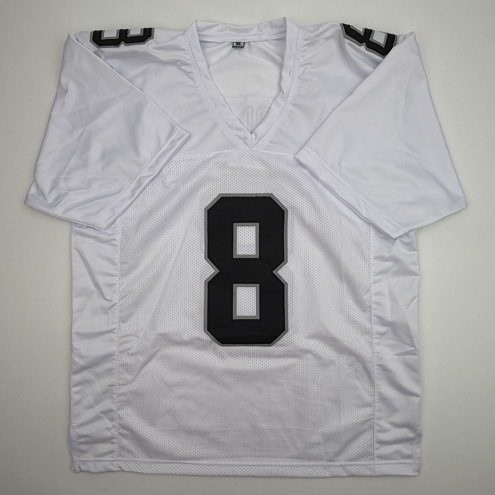 Autographed/Signed Daniel Carlson Las Vegas White Football Jersey Beckett BAS COA (ONLINE ORDER ONLY)