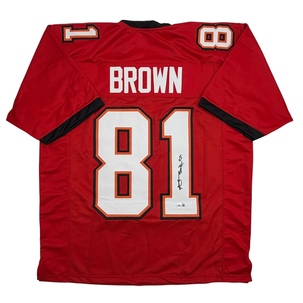 Autographed/Signed Antonio Brown Tampa Bay Red Football Jersey Beckett BAS COA (ONLINE ORDER ONLY)