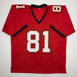 Autographed/Signed Antonio Brown Tampa Bay Red Football Jersey Beckett BAS COA (ONLINE ORDER ONLY)