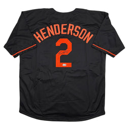 Autographed/Signed Gunnar Henderson Baltimore Black Baseball Jersey Beckett BAS COA (ONLINE ORDER ONLY)