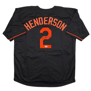Autographed/Signed Gunnar Henderson Baltimore Black Baseball Jersey Beckett BAS COA (ONLINE ORDER ONLY)