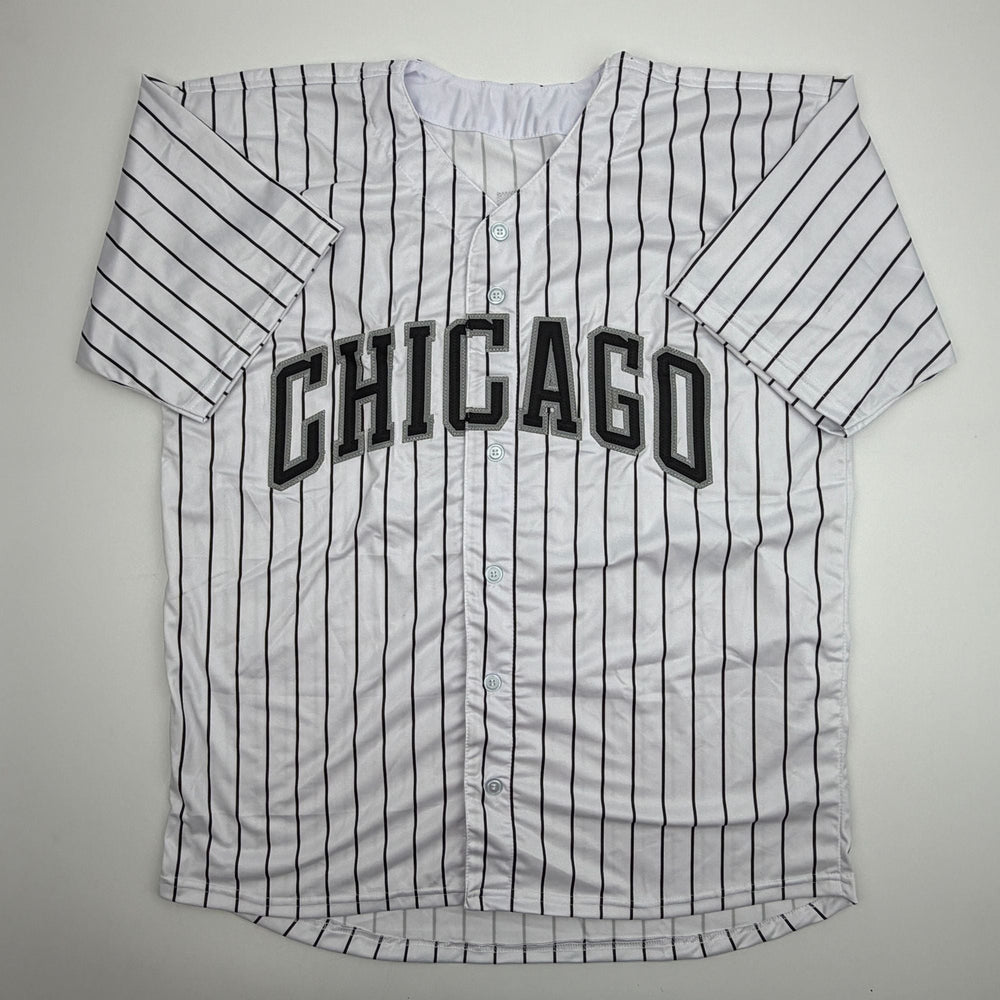 Autographed/Signed Sam Antonacci Chicago Pinstripe Baseball Jersey Beckett BAS COA (ONLINE ORDER ONLY)