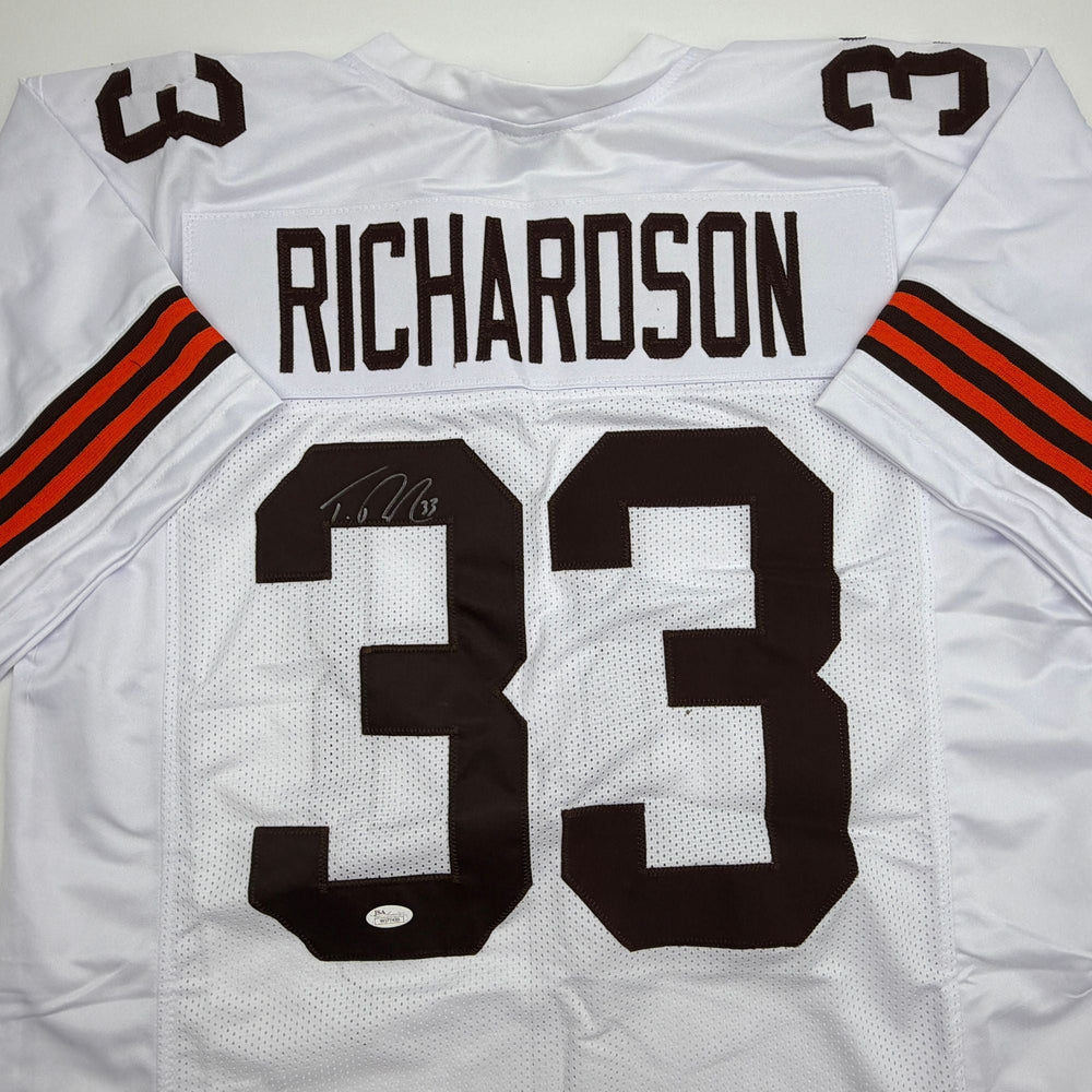 Autographed/Signed Trent Richardson Cleveland White Football Jersey JSA COA (ONLINE ORDER ONLY)