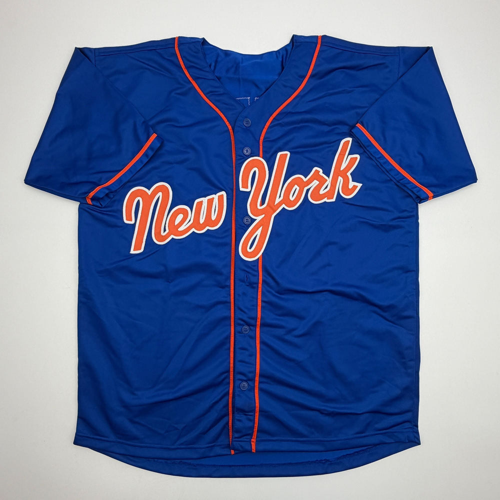 Autographed/Signed Luis Robert Jr. New York Blue Baseball Jersey Beckett BAS COA (ONLINE ORDER ONLY)