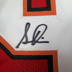 Autographed/Signed Simeon Rice Tampa Bay Red Football Jersey JSA COA (ONLINE ORDER ONLY)