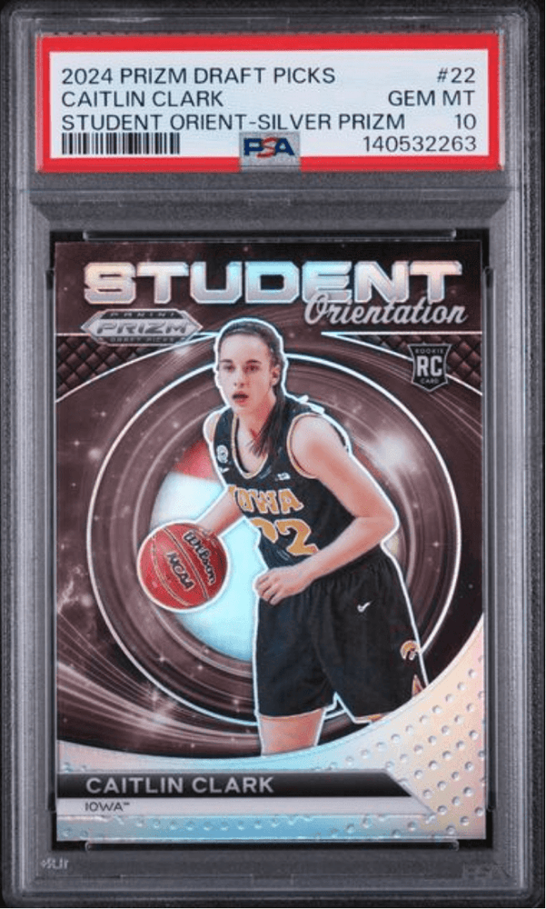 Graded 2024 Panini Prizm Draft Picks Caitlin Clark #22 Student Orientation Silver Prizm Rookie RC Basketball Card PSA 10 Gem Mint (ONLINE ORDER ONLY)