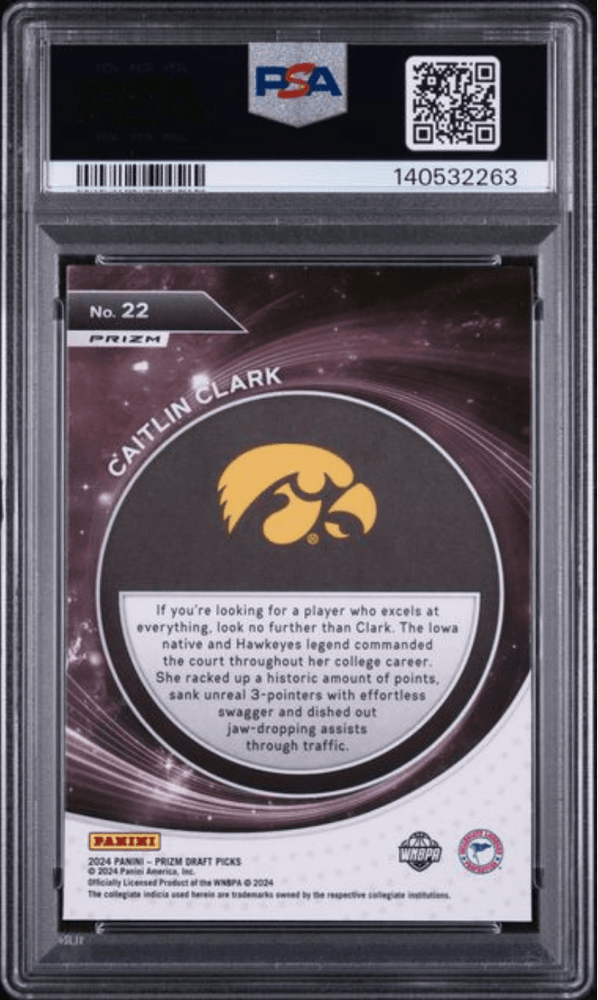 Graded 2024 Panini Prizm Draft Picks Caitlin Clark #22 Student Orientation Silver Prizm Rookie RC Basketball Card PSA 10 Gem Mint (ONLINE ORDER ONLY)