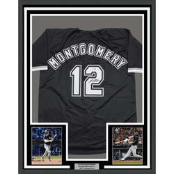 Framed Autographed/Signed Colson Montgomery 35x39 Chicago Black Baseball Jersey Beckett BAS COA (ONLINE ORDER ONLY)