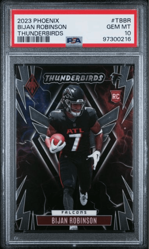 Graded 2023 Panini Phoenix Bijan Robinson #TBBR Thunderbirds Rookie RC Football Card PSA 10 Gem Mint (ONLINE ORDER ONLY)
