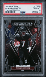 Graded 2023 Panini Phoenix Bijan Robinson #TBBR Thunderbirds Rookie RC Football Card PSA 10 Gem Mint (ONLINE ORDER ONLY)