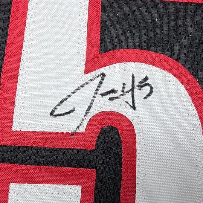 Framed Autographed/Signed Jrue Holiday 35x39 Portland Black Basketball Jersey Beckett BAS COA (ONLINE ORDER ONLY)
