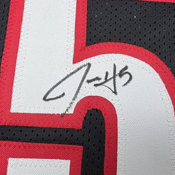 Framed Autographed/Signed Jrue Holiday 35x39 Portland Black Basketball Jersey Beckett BAS COA (ONLINE ORDER ONLY)