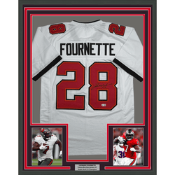 Framed Autographed/Signed Leonard Fournette 35x39 Tampa Bay White Football Jersey Beckett BAS COA (ONLINE ORDER ONLY)
