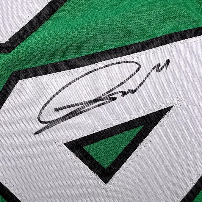 Framed Autographed/Signed Andrew Mukuba 35x39 Philadelphia Kelly Green Pro Cut Football Jersey JSA COA (ONLINE ORDER ONLY)