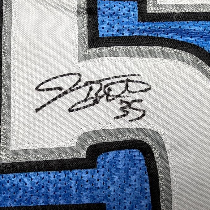 Framed Autographed/Signed Joique Bell 35x39 Detroit Blue Pro Cut Football Jersey JSA COA (ONLINE ORDER ONLY)