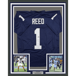 Framed Autographed/Signed Jaylen Reed 35x39 Penn State Blue College Football Jersey JSA COA (ONLINE ORDER ONLY)