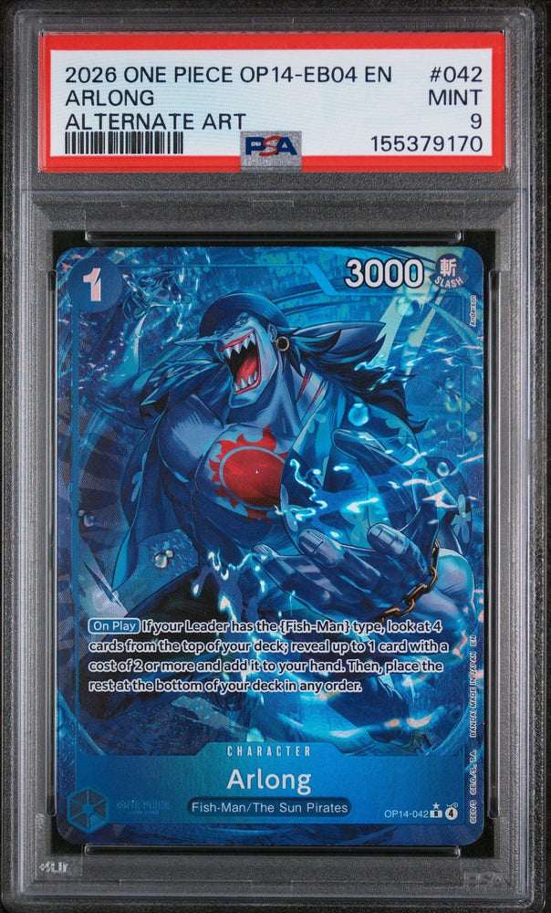Graded 2026 One Piece Arlong #042 OP14 Trading Card Game PSA 9 Mint (ONLINE ORDER ONLY)