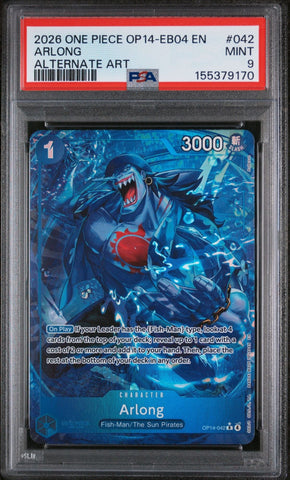Graded 2026 One Piece Arlong #042 OP14 Trading Card Game PSA 9 Mint (ONLINE ORDER ONLY)