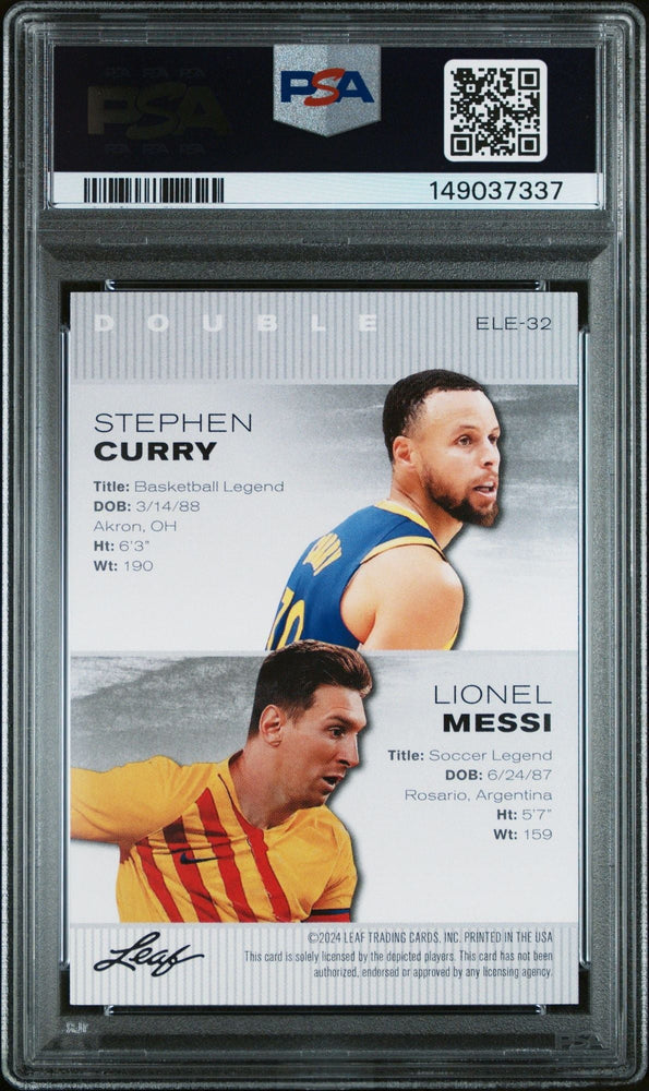 Graded 2024 Leaf Special Release Lionel Messi Stephen Curry #ELE32 Exclusive Legends Edition Soccer Card PSA 10 Gem Mint (ONLINE ORDER ONLY)