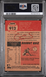Graded 2026 Topps Living Cam Schlittler #912 Rookie RC Baseball Card PSA 10 Gem Mint (ONLINE ORDER ONLY)