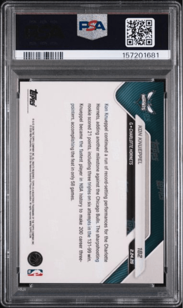 Graded 2025 Topps Now Kon Knueppel #182 Rookie RC Basketball Card PSA 10 Gem Mint (ONLINE ORDER ONLY)