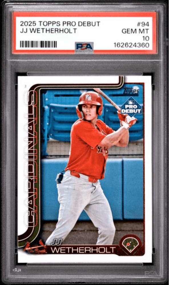 Graded 2025 Topps Pro Debut JJ Wetherholt #94 Rookie RC Baseball Card PSA 10 Gem Mint (ONLINE ORDER ONLY)