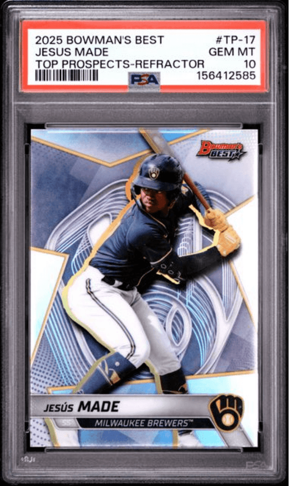 Graded 2025 Topps Bowmans Best Jesus Made #TP17 Top Prospects Refractor Rookie RC Baseball Card PSA 10 Gem Mint (ONLINE ORDER ONLY)