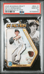 Graded 2025 Topps Bowman Draft Seth Hernandez #BIA21 Bowman in Action Rookie RC Baseball Card PSA 10 Gem Mint (ONLINE ORDER ONLY)