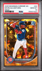 Graded 2025 Topps Bowman Chrome Sapphire Edition Kevin Alcantara #44 Gold /50 Rookie RC Baseball Card PSA 10 Gem Mint (ONLINE ORDER ONLY)