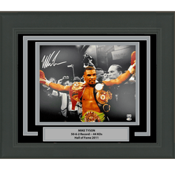 Framed Autographed/Signed Mike Tyson Belts Boxing 16x20 Photo JSA COA