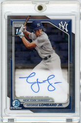Graded 2024 Topps Bowman George Lombard Jr #CPAGLO Chrome Prospect Autograph 1st Bowman Rookie RC Baseball Card (ONLINE ORDER ONLY)