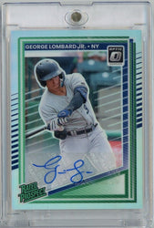 Graded 2025 Donruss Optic George Lombard Jr #108 Rated Prospect Autograph Prizm Refractor Rookie RC Baseball Card (ONLINE ORDER ONLY)