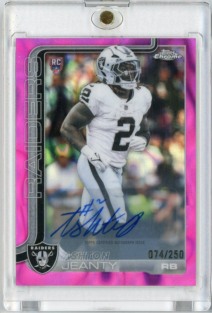 2025 Topps Chrome Ashton Jeanty #RA-AJ Pink Lava Auto /250 Rookie RC Football Card (ONLINE ORDER ONLY)