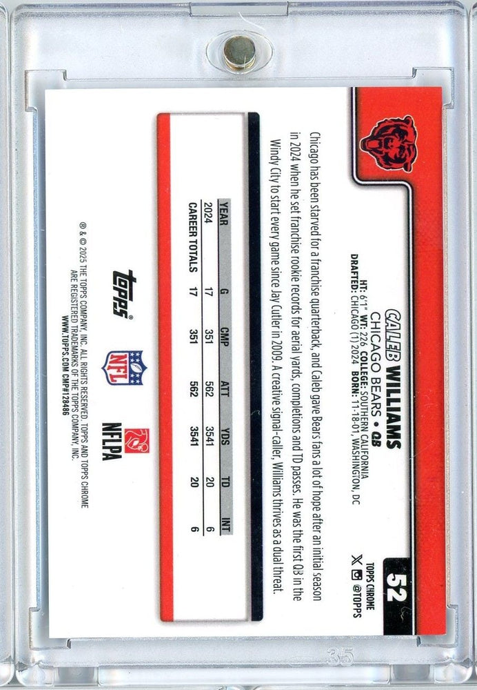 2025 Topps Chrome Sapphire Caleb Williams #52 Image Variation 2nd Year Football Card (ONLINE ORDER ONLY)