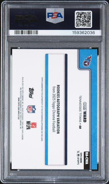 2025 Topps Chrome Cam Ward #RA-CWA Aqua Lava Rookies Auto /199 Rookie RC Football Card PSA 10 Auto (ONLINE ORDER ONLY)