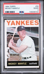 Graded 1964 Topps Mickey Mantle #50 Baseball Card PSA 2 Good (ONLINE ORDER ONLY)