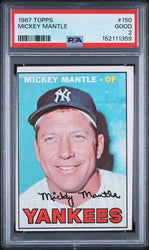 Graded 1967 Topps Mickey Mantle #150 Baseball Card PSA 2 Good (ONLINE ORDER ONLY)