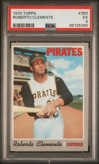 Graded 1970 Topps Roberto Clemente #350 Baseball Card PSA 5 Excellent (ONLINE ORDER ONLY)