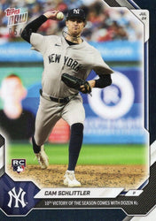 2026 Topps Now Cam Schlittler #483 Black Foil /10 10th Victory of Season Comes with Dozen Ks New York Yankees Rookie RC Baseball Card (ONLINE ORDER ONLY)