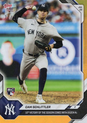 2026 Topps Now Cam Schlittler #483 Orange Foil /25 10th Victory of Season Comes with Dozen Ks New York Yankees Rookie RC Baseball Card (ONLINE ORDER ONLY)